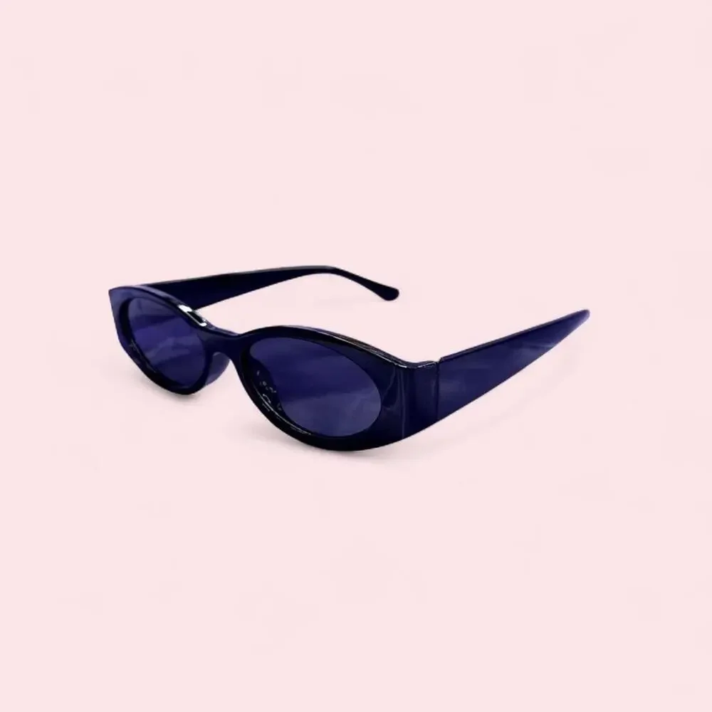Black narrow oval sunglasses Minimalist Furutistic Y2K